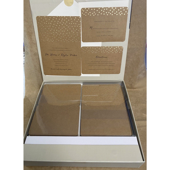 30 Gartner Studios Brides Invitation Kit Wedding Gold Dotson tan stock #16545 - Picture 4 of 5